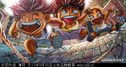 跳大绳，这个讲究配合的优良活动仍然持续到现在
