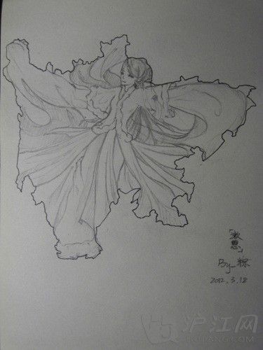 四川省的川妹子皮肤白皙，性格豪爽。作者笔下“漱思”的舞姿也是尽显天府之国的动感(dynamic)。宽袍水袖，